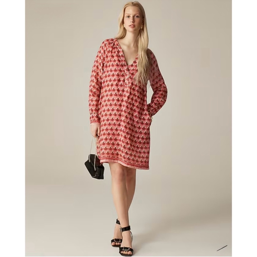 J. Crew Pink and Red Printed Mini Dress